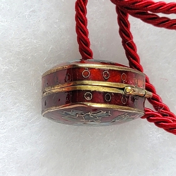 Locket Cloisonne Enamel HEART Trinket Box Pendant Long Necklace - Picture 8 of 9